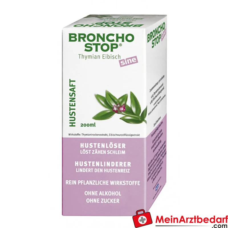 Bronchostop Hustensaft Thymian und Eibisch 120 ml zuckerfrei alkoholfrei