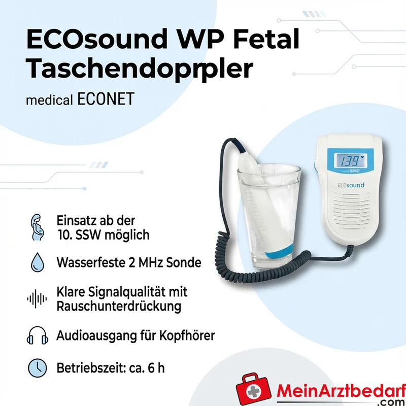 medical ECONET ECOsound, Fetaler Taschendoppler mit wasserfester Sonde