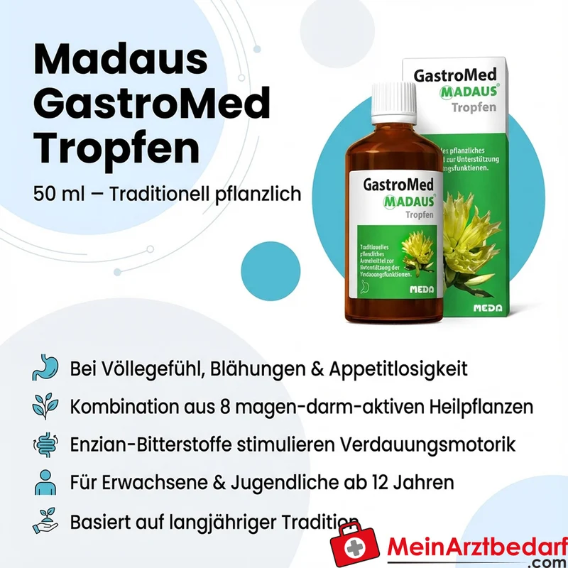 Madaus GastroMed Tropfen 50 ml pflanzliches Arzneimittel bei Völlegefühl, Blähungen und Übelkeit