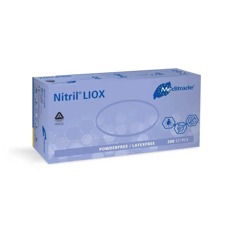 Meditrade Nitril® LIOX - antimicrobiële handschoen - blauw - 200 stuks - Extra Large