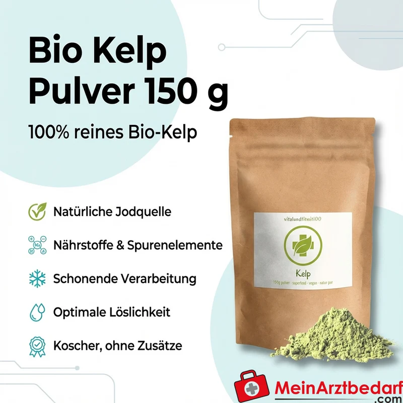 Kelp Pulver 150 g, 100% reines Kelp, natürliche Jodquelle