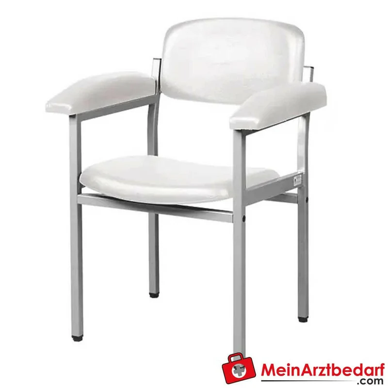 Servocomfort Blutentnahmestuhl Kunstleder schwarz/weiß Rahmen grau‑aluminium 225 kg 850×650×470 mm Sitzhöhe 470 mm