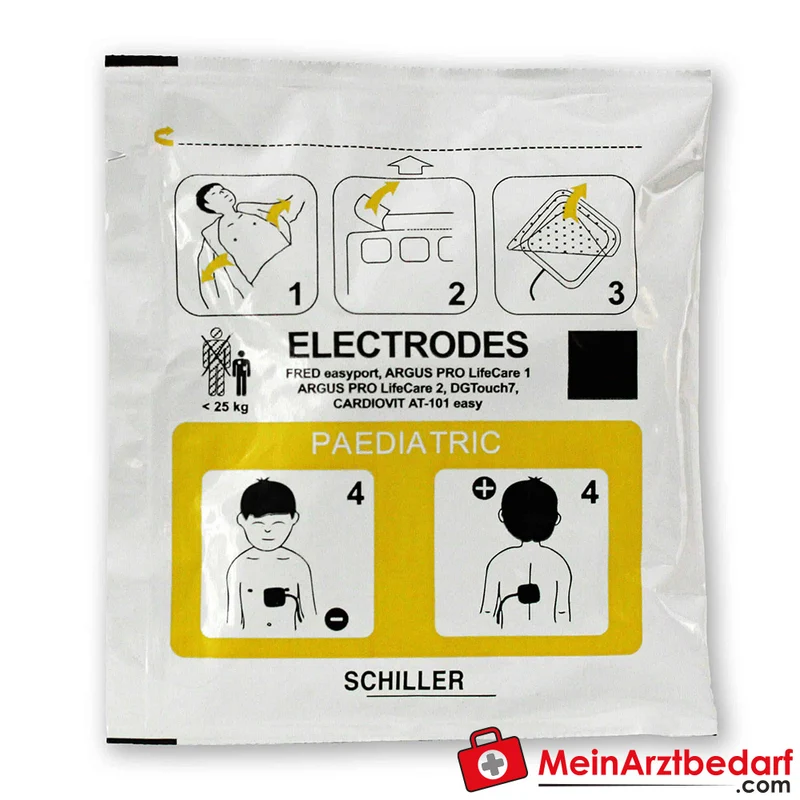 SCHILLER Defibrillationselektroden für Kinder, kleiner Stecker, 1 Paar