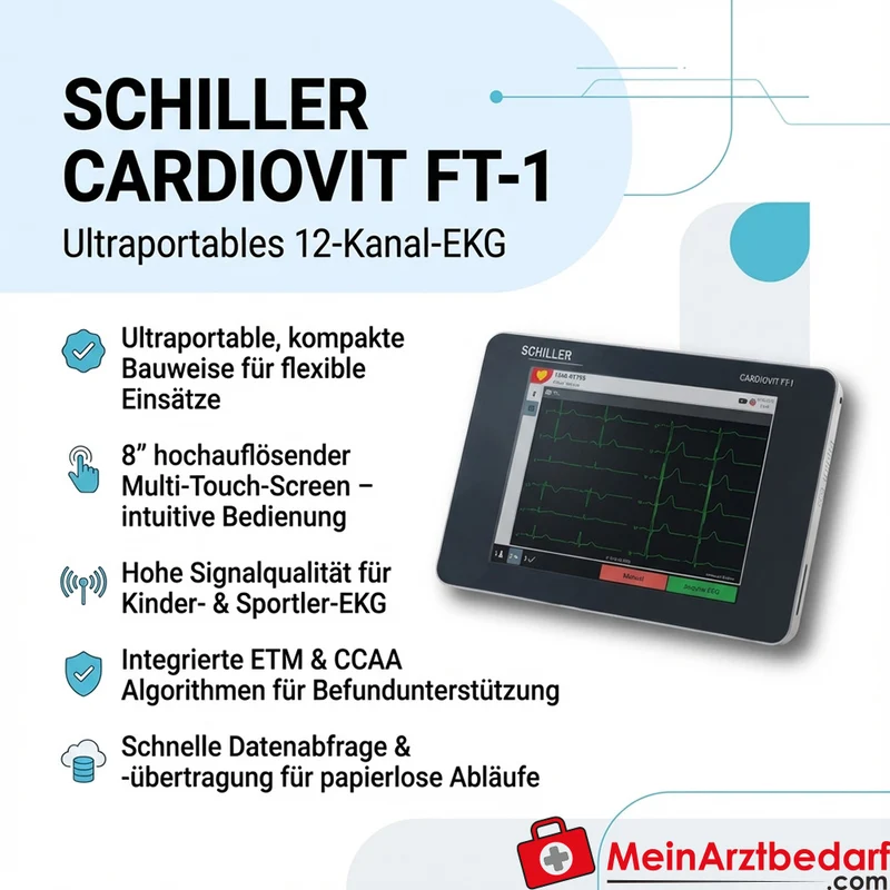 SCHILLER CARDIOVIT FT-1 Elektrokardiograph 12-Kanal 8" Multi-Touch portabel