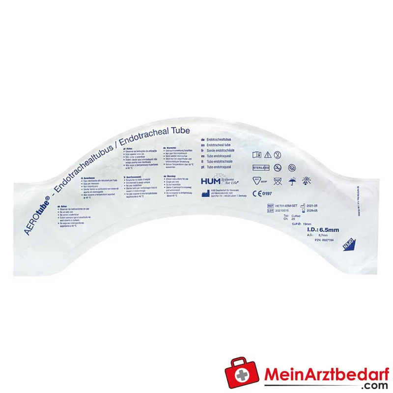AEROtube Einmal-Endotrachealtuben mit Cuff, Magill‑Spitze & Murphy‑Auge, 15 mm ISO, Kontrollballon, PVC, steril, 10 Stück