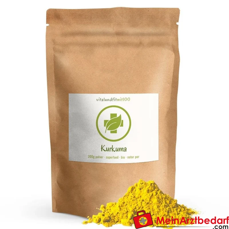 Kurkuma Pulver 200 g 4% Curcumin Rohkostqualität, fein vermahlen