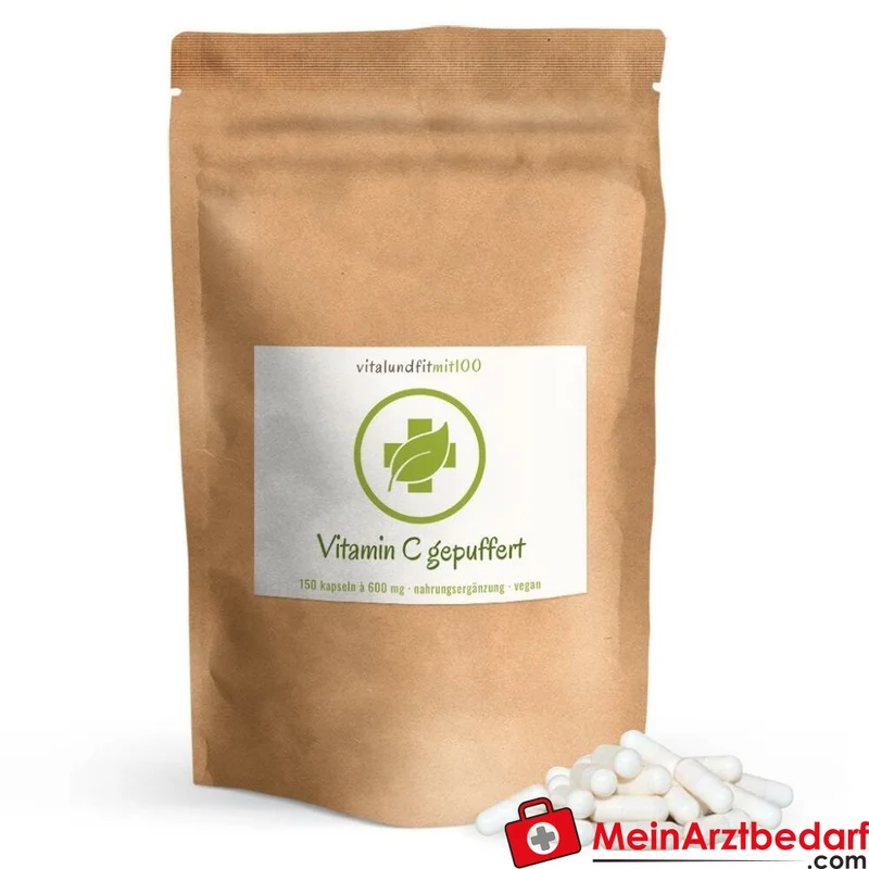 Gepuffertes Vitamin C (Calciumascorbat) 600 mg Kapseln säurefrei vegan