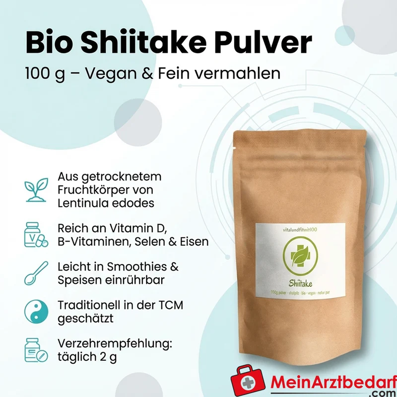 Shiitake Pulver 100 g Fruchtkörperpulver Vitalpilz
