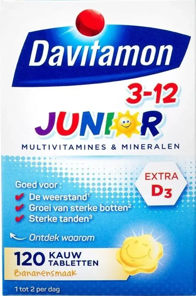 Davitamon Junior 3+ kauwtabletten banaan - 120 kauwtabletten 120 kauwtabletten
