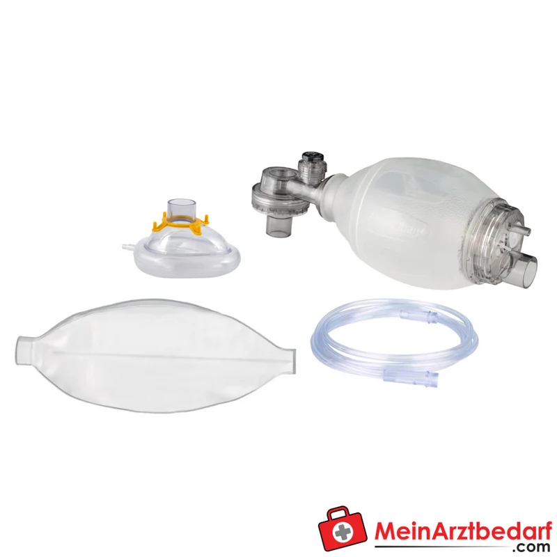 AEROBag Beatmungsbeutel-Set SEBS latexfrei für Erwachsene/Kind/Kleinkind Druckbegrenzung 60/40 cmH2O mit drehbarem Anschluss
