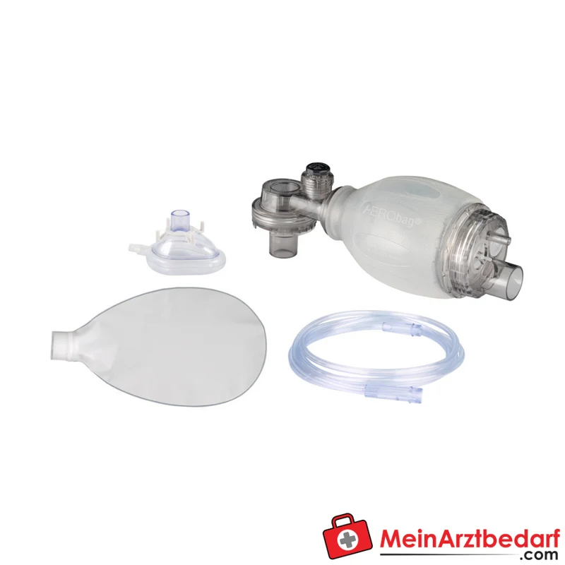 AEROBag Beatmungsbeutel-Set SEBS latexfrei für Erwachsene/Kind/Kleinkind Druckbegrenzung 60/40 cmH2O mit drehbarem Anschluss