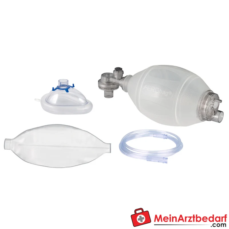 AEROBag Beatmungsbeutel-Set SEBS latexfrei für Erwachsene/Kind/Kleinkind Druckbegrenzung 60/40 cmH2O mit drehbarem Anschluss