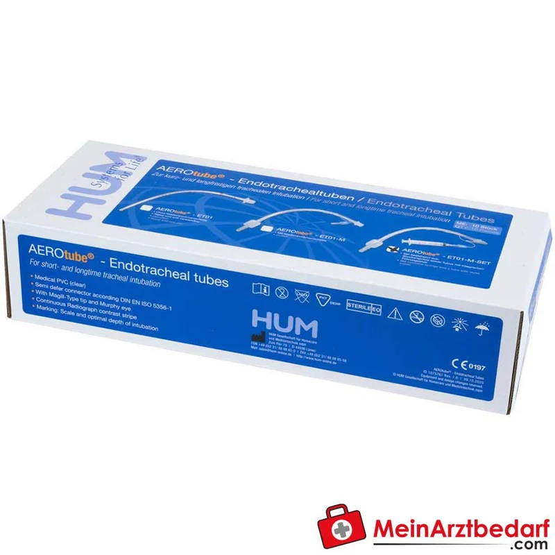 AEROtube Einmal-Endotrachealtuben-Set Niederdruck-Cuff Größen 5–9 mit Führungsstab und 15 mm ISO-Konnektor 10 Stück