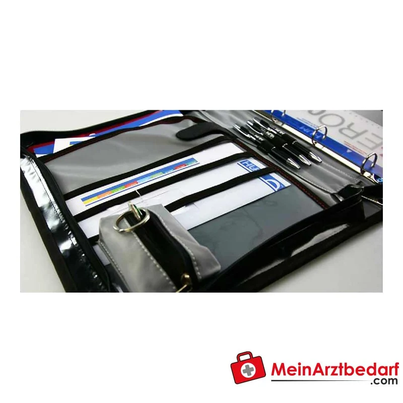 AEROcase ORGAbag DIN A4 Multi-Organizer 4‑ oder 2‑fach Lochung farbcodiert mit Alu‑Klemmbrett