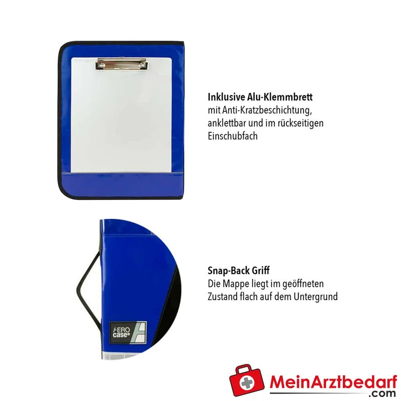 AEROcase ORGAbag DIN A4 Multi-Organizer 4‑ oder 2‑fach Lochung farbcodiert mit Alu‑Klemmbrett