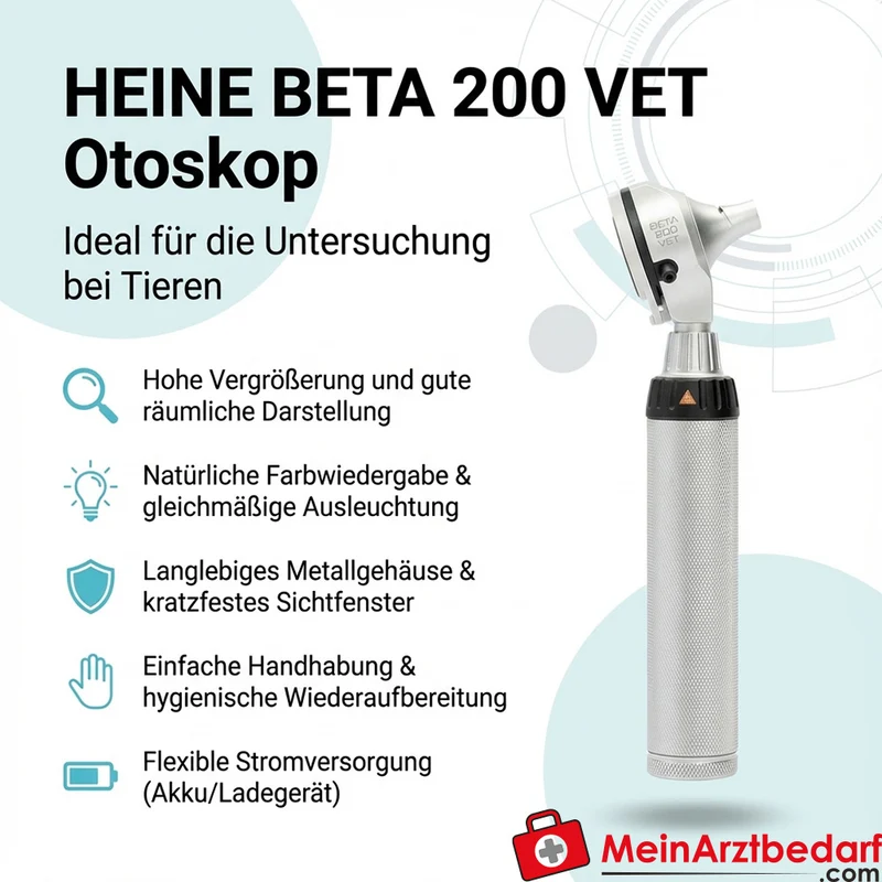 HEINE BETA 200 LED VET F.O. Otoskop mit Batteriegriff