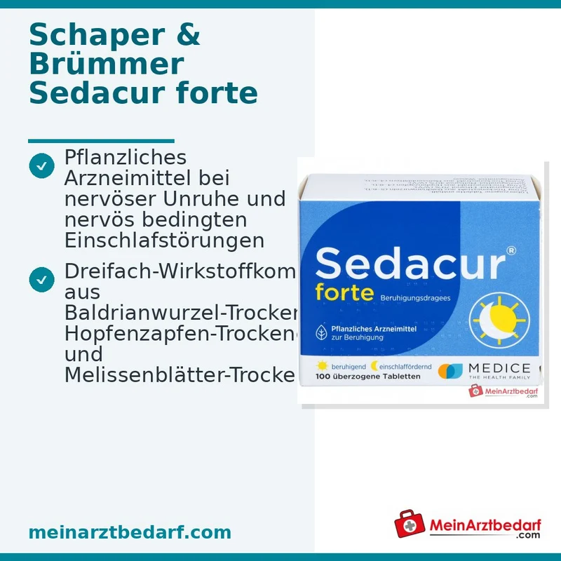 Sedacur forte Baldrian 75 mg Melisse 45 mg Hopfen 23 mg Dragees, 100 St.