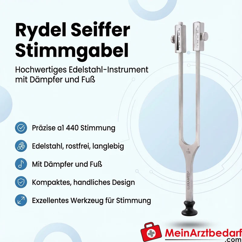 LUXAMED Stimmgabel nach Rydel Seiffer mit Dämpfer und Fuß c64/c128