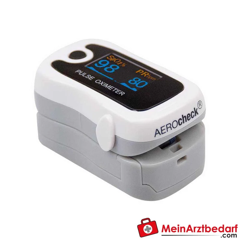 AEROcheck Finger-Pulsoximeter mit OLED-Display SpO2 70–99 % ±3 % Puls 30–235 bpm Ein-Finger-Anwendung