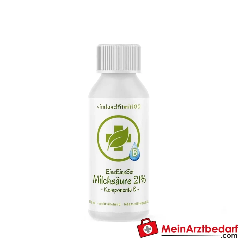 L(+)-Milchsäure (rechtsdrehend) 21% Lebensmittelqualität 100 ml HDPE-Tropferflasche