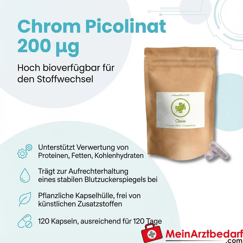 Chrom Picolinat 200 µg Kapseln 120 Stück Nahrungsergänzung