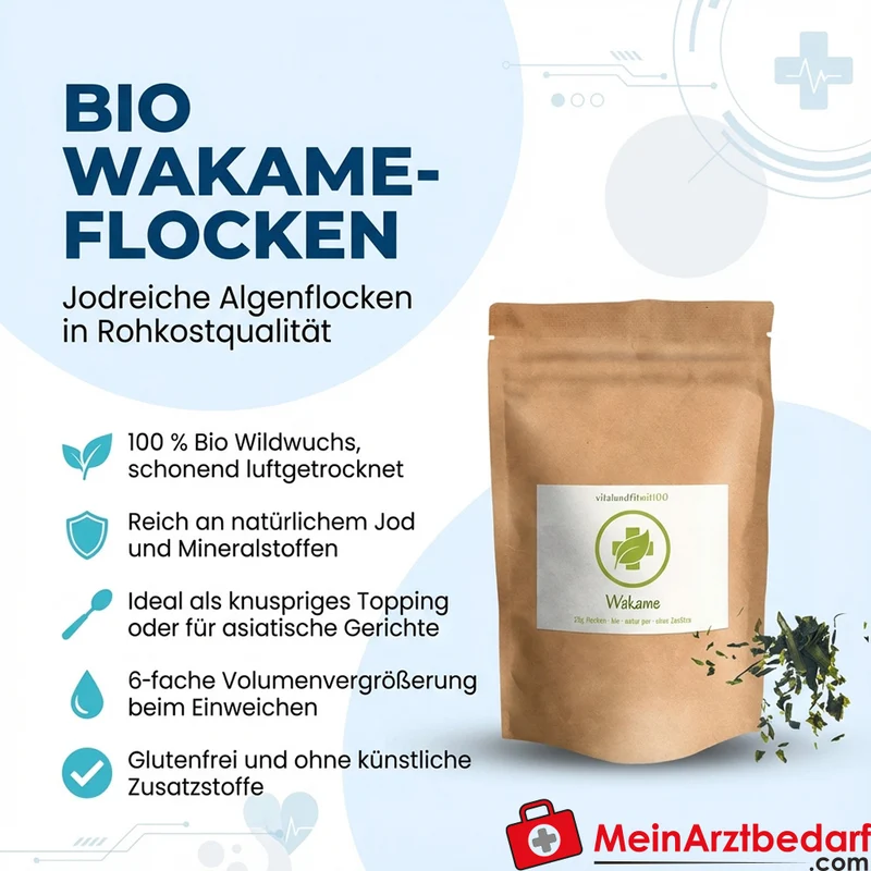 Wakame-Flocken 25 g, jodreich, Rohkostqualität, glutenfrei
