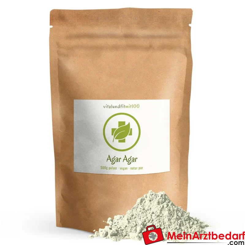 Agar Agar Pulver 500 g Geliermittel, Rohkostqualität, vegan, gluten- & laktosefrei, Gelstärke 900–1000 g/cm²