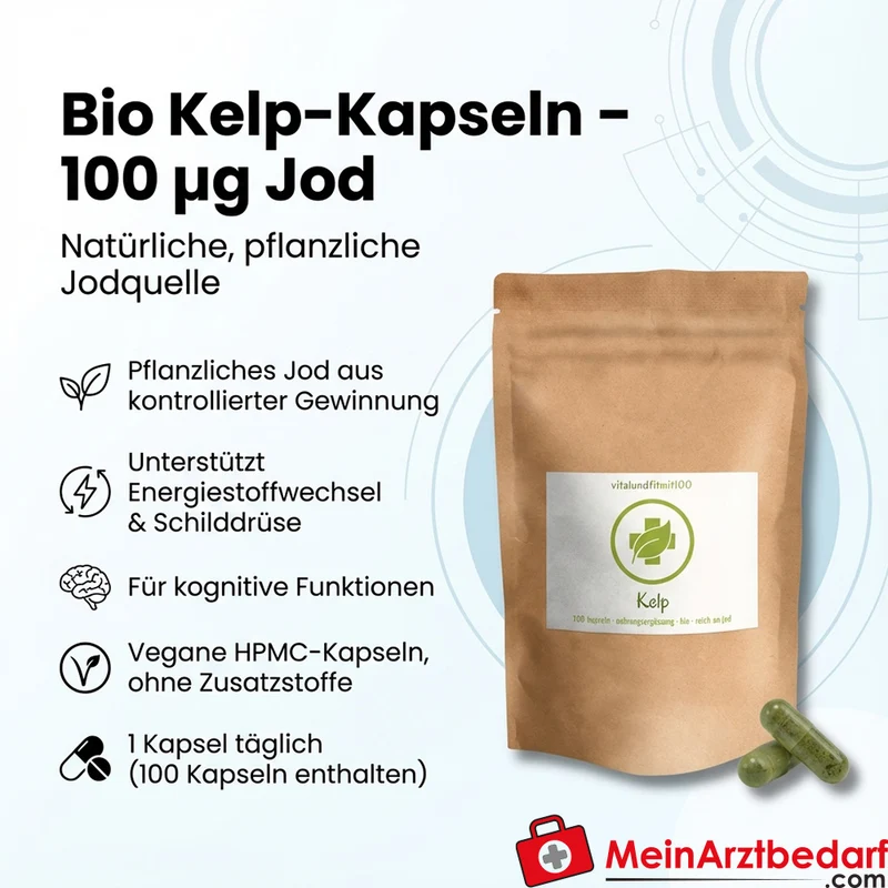 Kelp Kapseln 100 µg Jod pflanzliche HPMC-Kapseln vegan