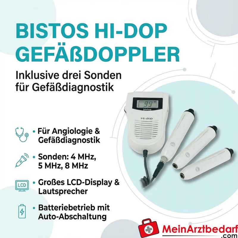 Bistos HI-dop Gefäßdoppler inkl. 3 Sonden (4, 5 und 8 MHz)