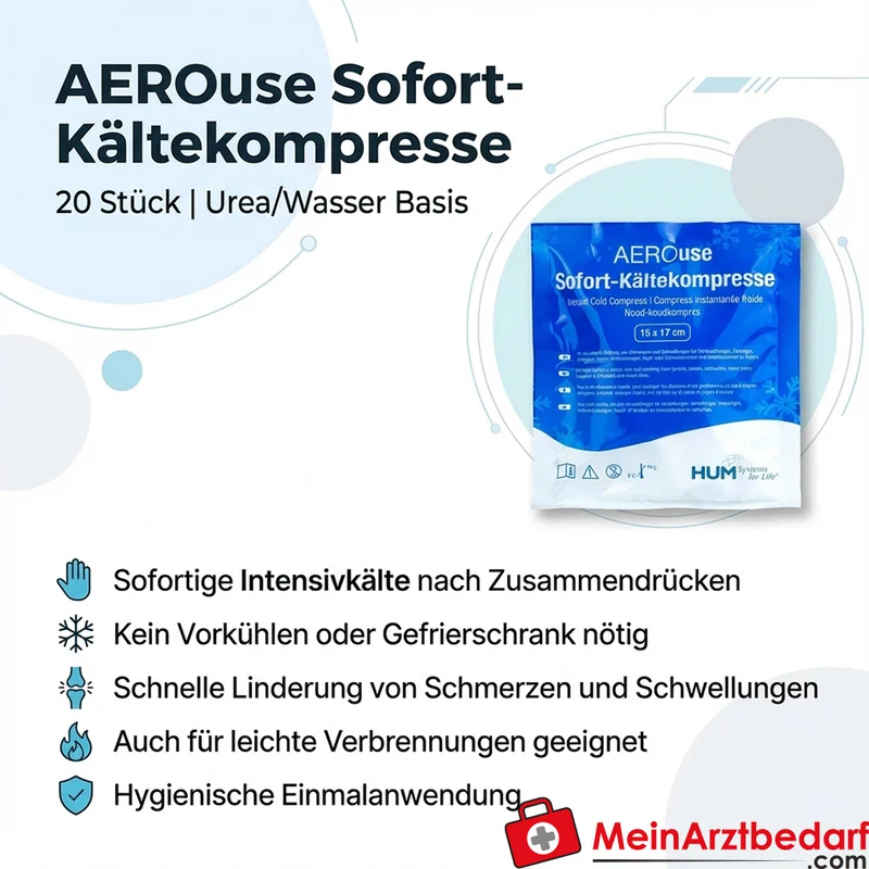 AEROuse Sofort-Kältekompresse Urea/Wasser Einmalkompresse 20 Stück