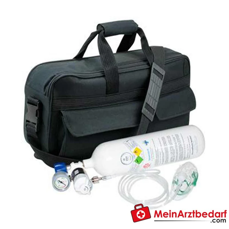 Aerotreat Tragetasche für 2,0 L Sauerstoffflasche mit Schulter- und Rückengurt Polyester schwarz 48×22×11 cm