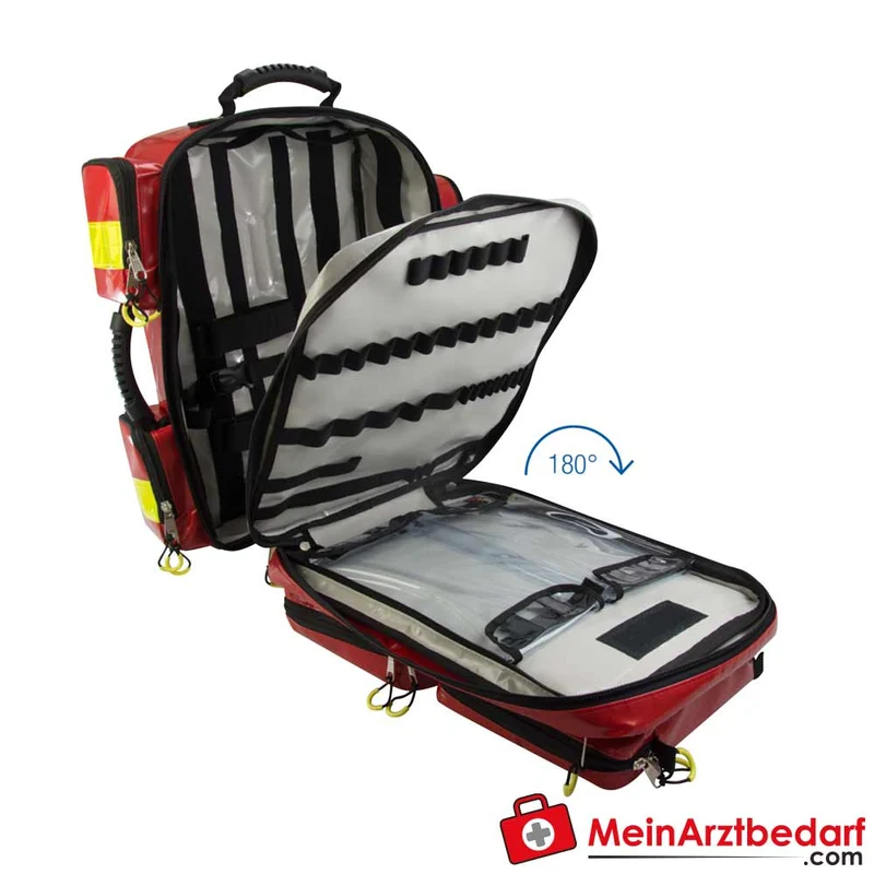 AEROcase Notfallrucksack EMS XL 55 l – 52×54×25 cm mit O2‑Flaschenhalterung, 7 transparente Modultaschen, abnehmbare Rückenriemen