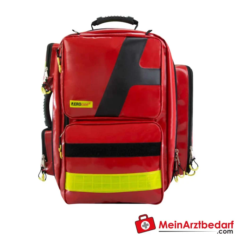 AEROcase Notfallrucksack EMS XL 55 l – 52×54×25 cm mit O2‑Flaschenhalterung, 7 transparente Modultaschen, abnehmbare Rückenriemen