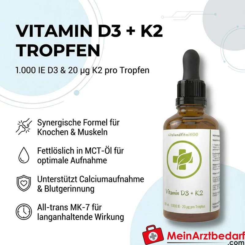 Vitamin D3 1.000 IE + K2 MK-7 20 µg Tropfen 50 ml