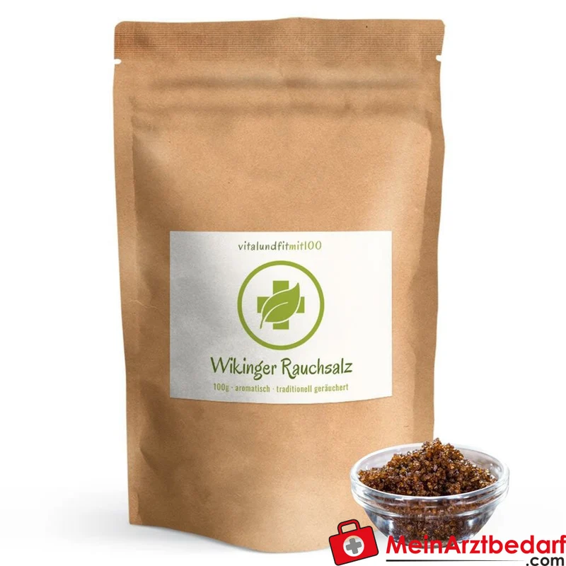 Wikinger Rauchsalz 100 g kaltgeräuchert 160 Std Körnung 1-3 mm vegan