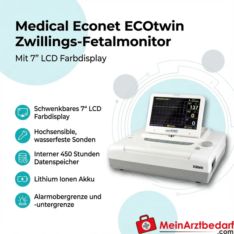 medical ECONET ECOtwin Zwillings-Fetalmonitor mit 7” LCD-Display