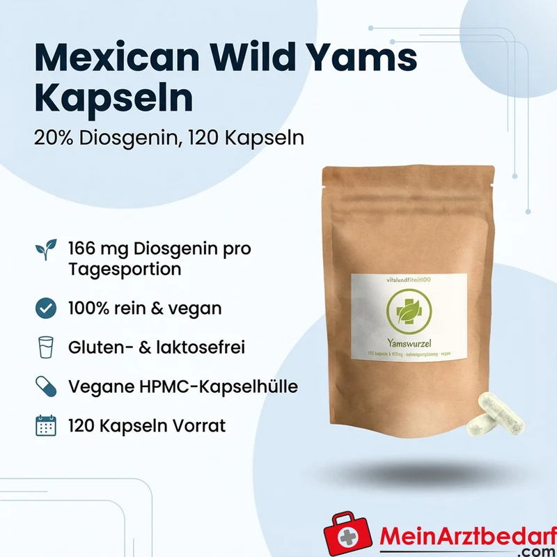 Mexican Wild Yams Yamswurzel-Extrakt 20% Diosgenin 415 mg Kapseln 120 Stück