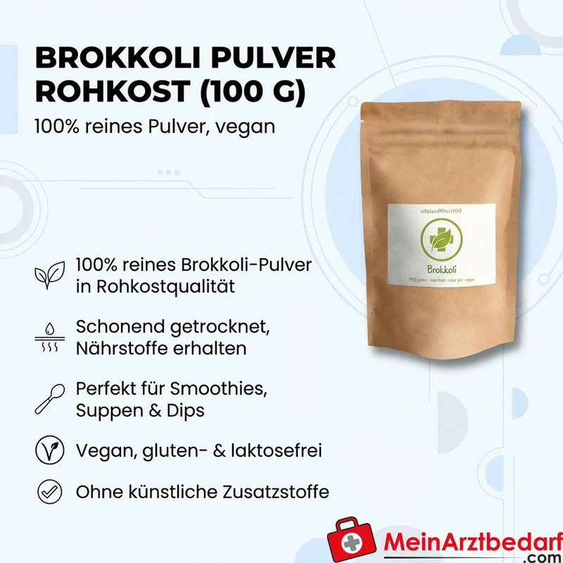 Brokkoli Pulver Rohkost 100 g – 100% rein, vegan und glutenfrei
