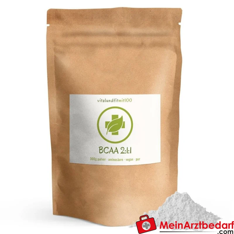 BCAA 2:1:1 Pulver Leucin:Isoleucin:Valin 300 g, vegan, glutenfrei, laktosefrei