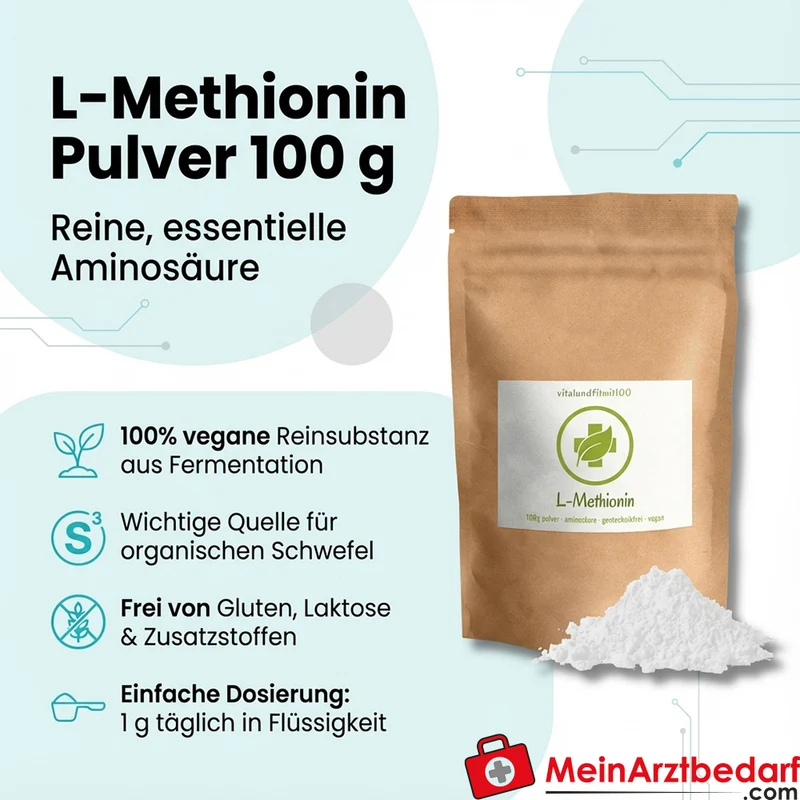 L‑Methionin Pulver 100 g Nahrungsergänzungsmittel, vegan