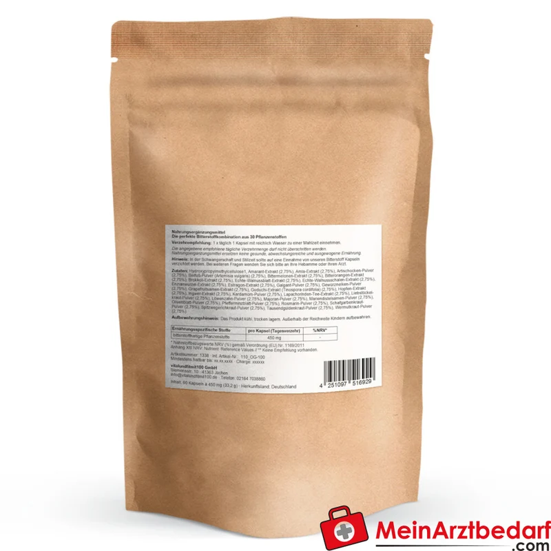 Bitterstoff-Komplex 450 mg Kapseln vegan 30 Pflanzenstoffe