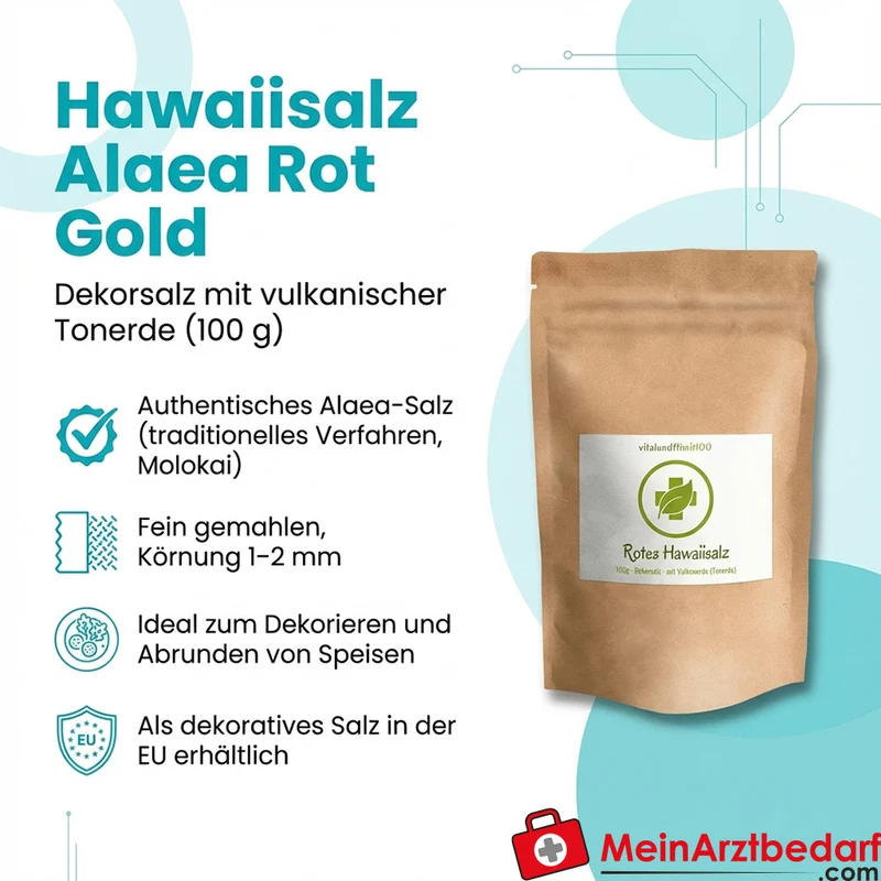 Hawaiisalz Alaea rot Dekorsalz fein gemahlen 1-2 mm 100 g