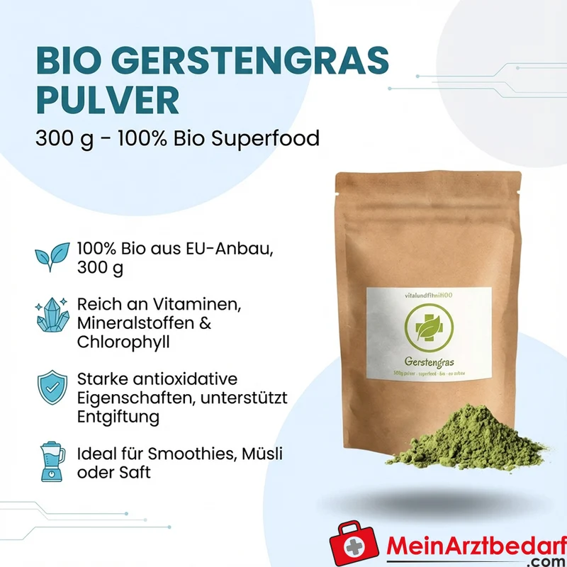 Gerstengras Pulver 300 g 100% Superfood Nahrungsergänzung
