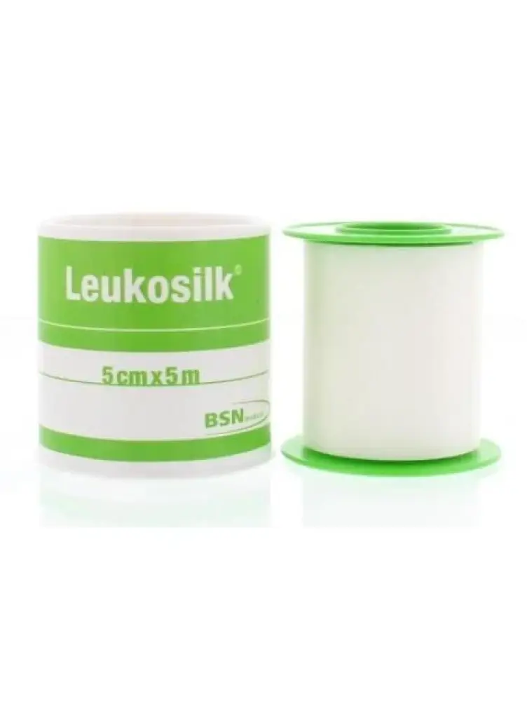 Leukosilk 5 cm x 5 m met klemring 1 stuk 1024