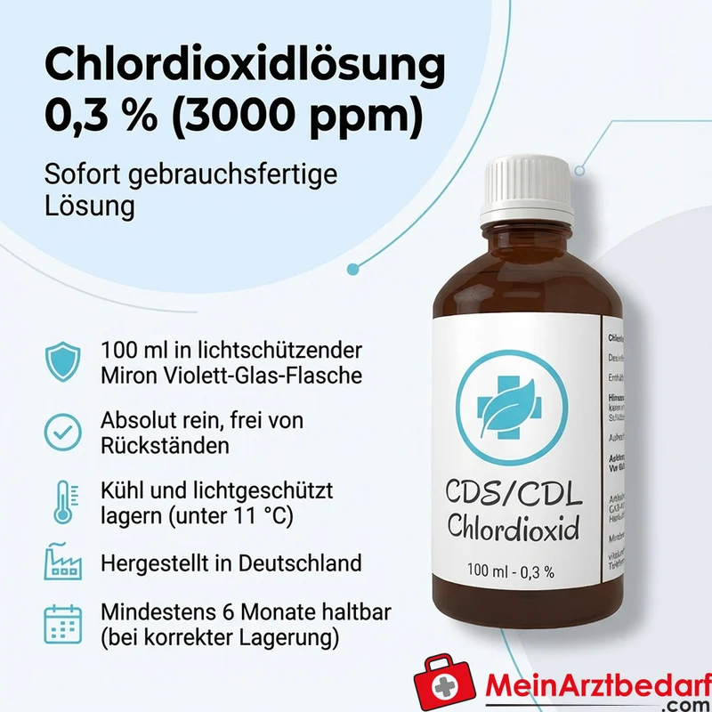 Chlordioxidlösung CDL 0,3% (3000 ppm) 100 ml Miron Violett-Glas Tropfflasche