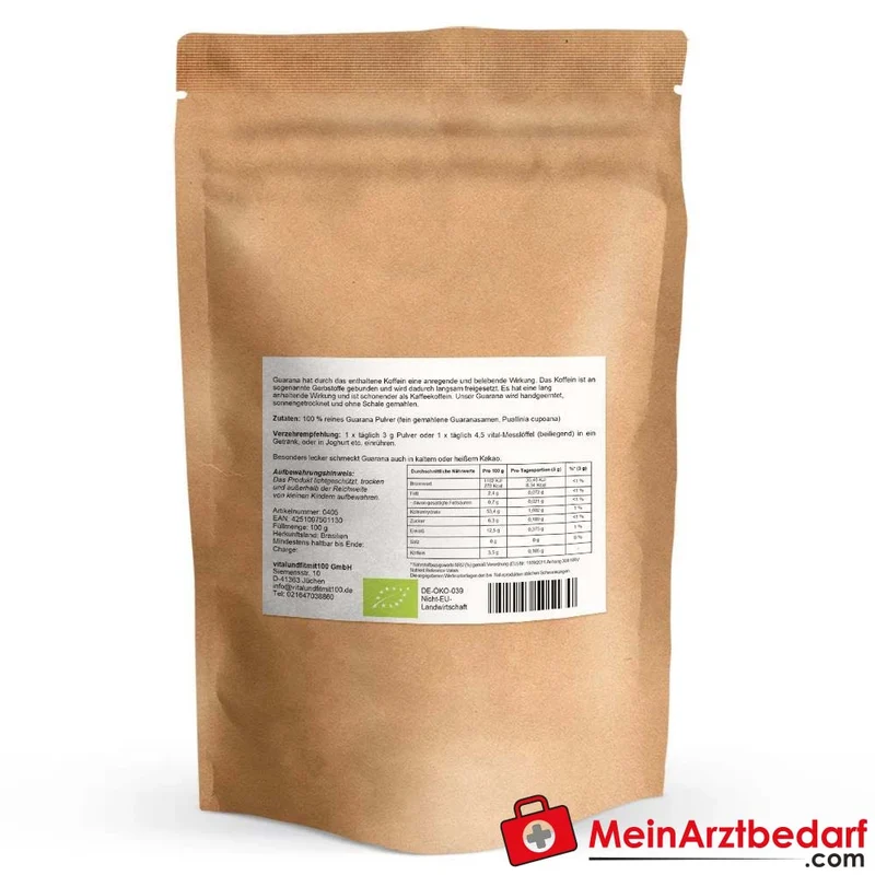 Guarana Pulver 100 g natürliches Koffein 3,5 g/100 g
