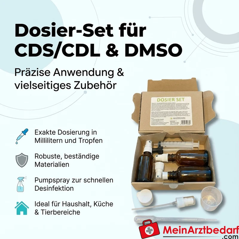 Dosier-Set CDS/CDL & DMSO, 2x50ml Braunglas mit Pumpspray & Glaspipette