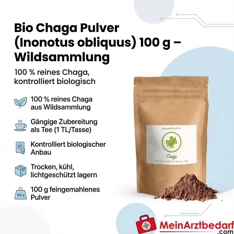 Chaga Pulver (Inonotus obliquus) 100 g Wildsammlung