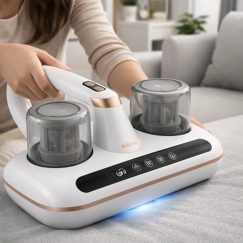 Milbenreiniger mit UV-Licht – Kabellos, HEPA-Filter & Starke Saugleistung