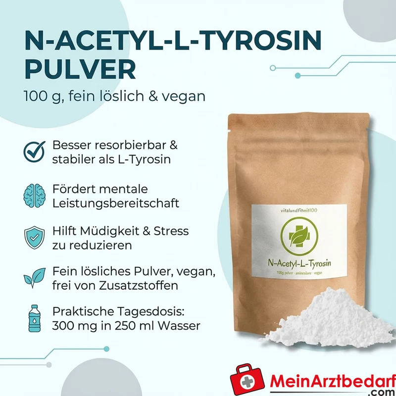 N-Acetyl-L-Tyrosin (NALT) Pulver 100 g vegan, fein löslich